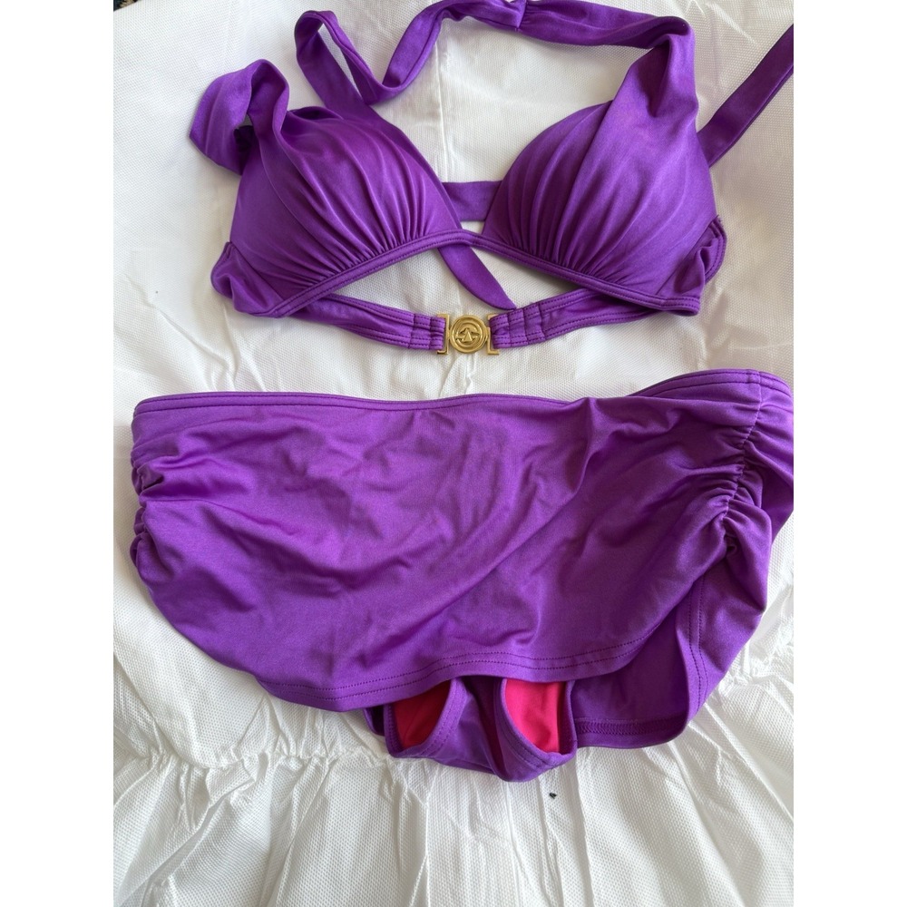 Victoria's Secret Purple Swimsuit Skirt Bikini Xs